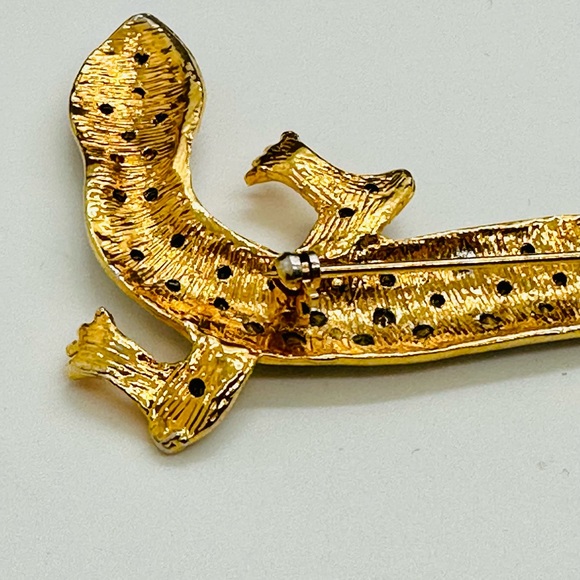 Vintage Rhinestone Lizard Reptile Brooch - Picture 7 of 8